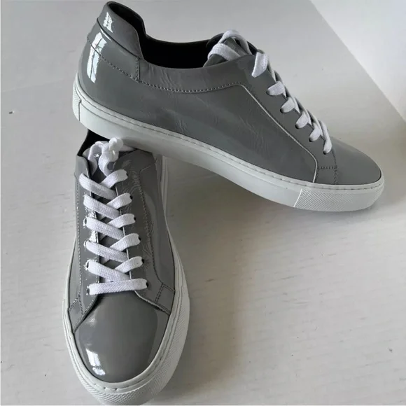 💖SALE💖M. Gemi 39/8.5 Sneakers Shoes Gray Patent Leather Made in Italy Women's - Picture 2 of 9
